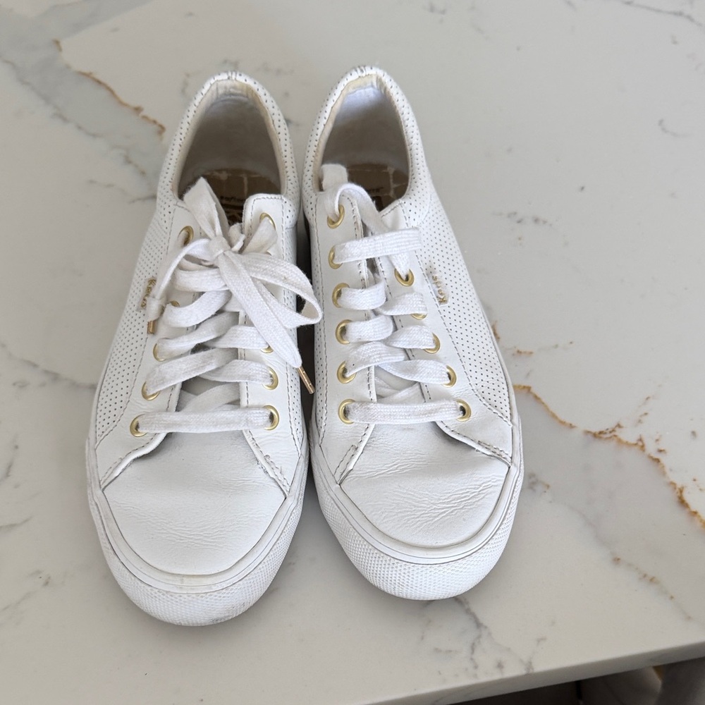 Keds White Sneakers with Gold Eyelets